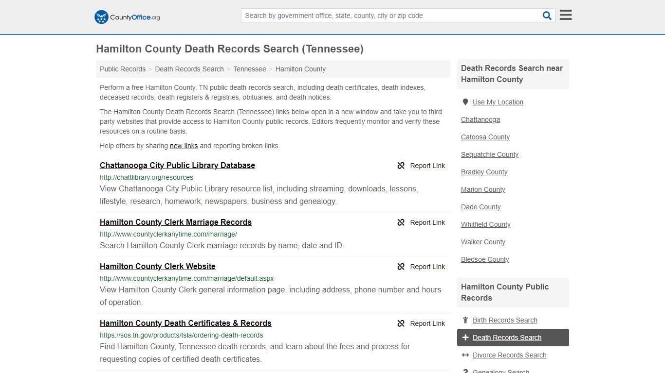 Death Records Search - Hamilton County, TN (Death ...