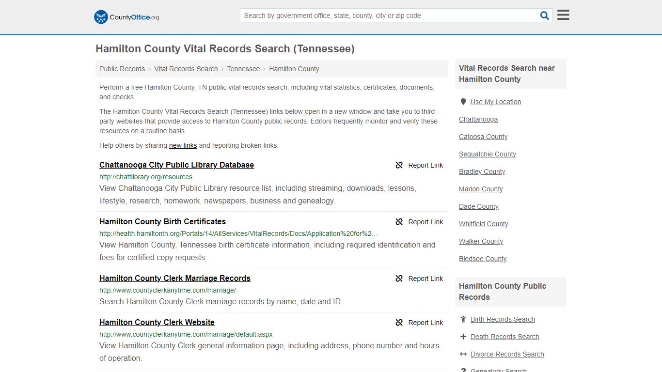 Vital Records Search - Hamilton County, TN (Birth, Death ...