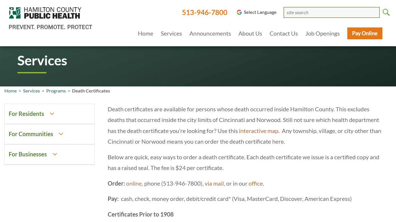 Death Certificates - Hamilton County Public Health ...